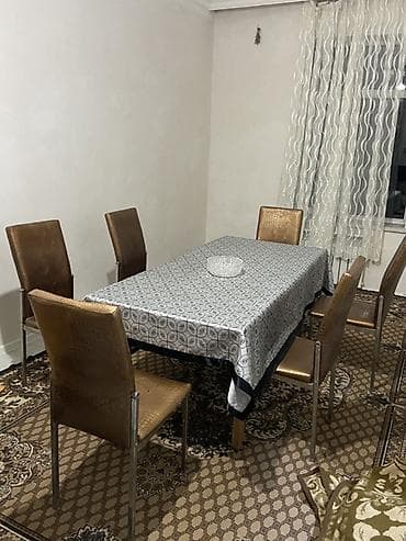 Yemək otağı üçün masa və stul dəsti - Dəst: düzbucaqlı yemək masası + — 2