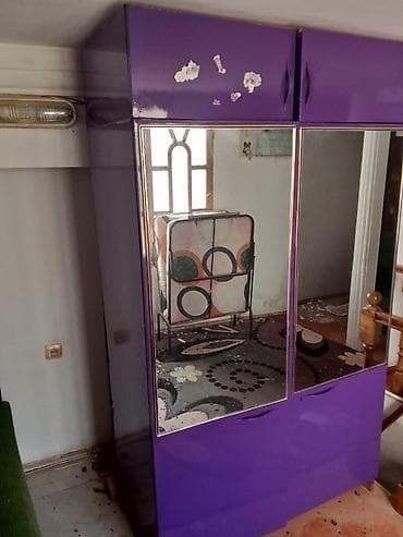 6 qapı, Güzgülü, Qəhvəyi, Digər material, Açılan, Düz dolab