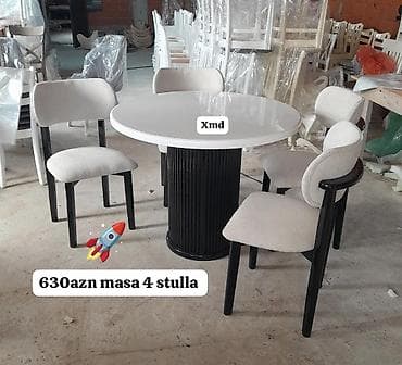 Mətbəx üçün, Yeni, Açılmayan, Yumru masa, 4 stul