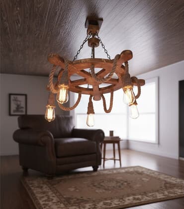 Çılçıraq, 5 lampa, Taxta