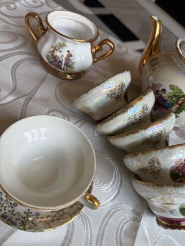 kərə yagi: Çay dəsti, rəng - Qırmızı, Keramika, 5 nəfərlik, Polşa — 2