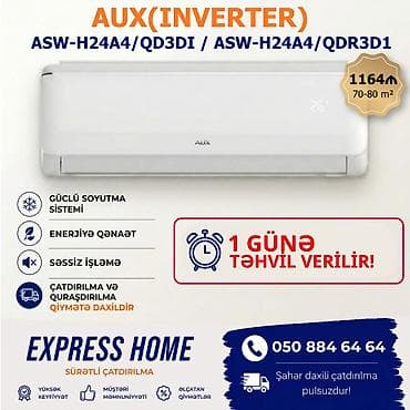 7080: Kondisioner AUX, Yeni, 70-80 kv. m, Split sistem, Kredit yoxdur, Pulsuz quraşdırılma — 1