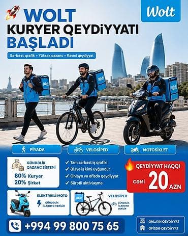 model axtarilir 2020: Moto-kuryer tələb olunur, Gündəlik ödəniş, Təcrübəsiz — 1