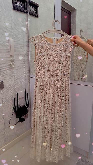 nikah donlari: Zərif krujeva (ağ krem) don - Model: qolsuz, dairəvi yaxalıq - Parça — 1