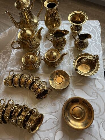 обеденный сервиз: Обеденный набор, цвет - Золотой, Фарфор, 11 персон, Чехия — 9