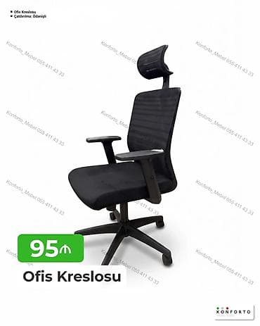 Ofis kreslosu – rahat və funksional dizayn - Rəng: qara - Süngərlü — 1