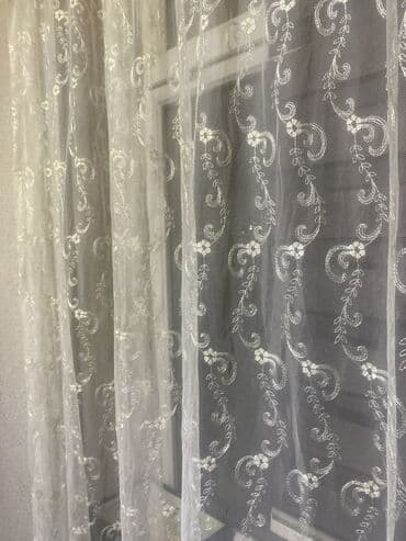 prezidentski perde: İşlənmiş, Tül, rəng - Ağ, Ünvandan götürmə — 2
