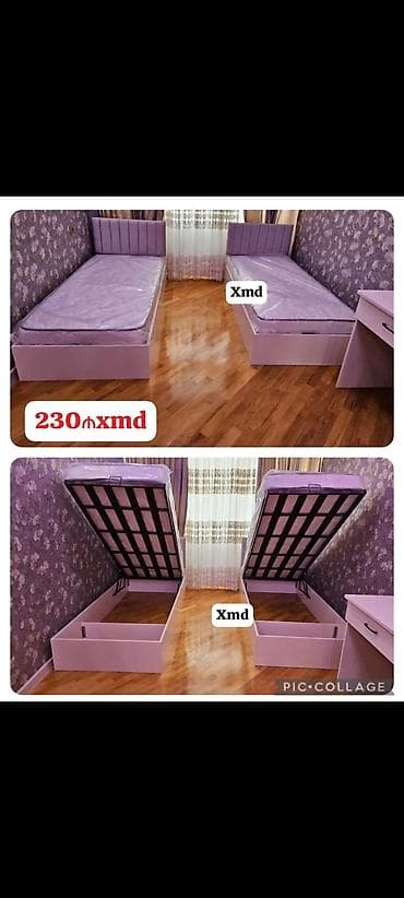Çarpayılar: İki ədəd açılıb-bağlanan bazalı tək çarpayı dəsti. - Rəng — 1
