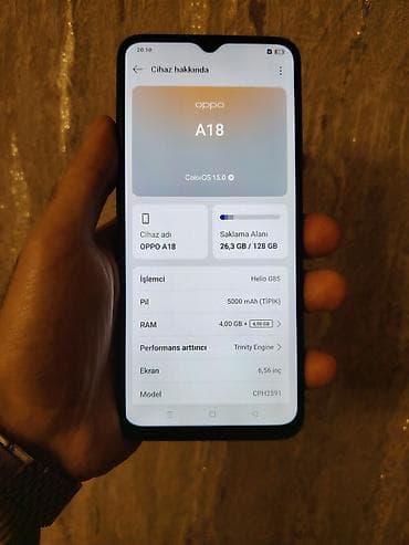 telefon honor: Oppo A18, 128 GB, rəng - Qara, Barmaq izi, İki sim kartlı, Face ID — 1