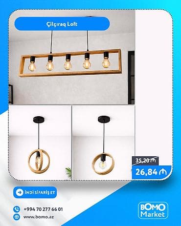 🔥 Çilçıraq Loft ✅ Marka: No Brand ✅ Patron: E-27 ✅ Naqilin uzunluğu