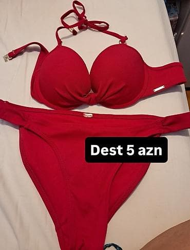 üzgüçülük geyimləri: Qırmızı iki hissəli bikini dəsti - Rəng: parlaq qırmızı - Üst hissə — 1