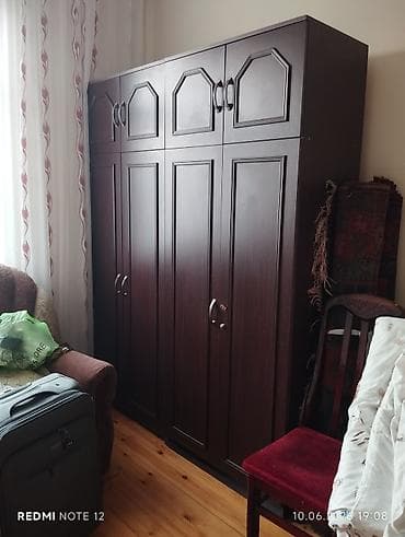 koridor şkafları: 4 qapılı, Qəhvəyi, Taxta, Açılan, Düz dolab — 1
