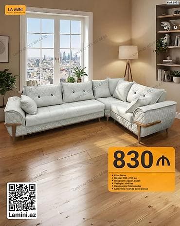 oturaca: Künc Divan – La Mini - Ölçülər: 300 × 200 sm - Mexanizm: Açılan — 1