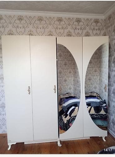 kreditle dolablar: Yeni, 4 qapılı, Güzgülü, Ağ, Açılan, Düz dolab — 1