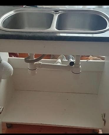 Düzbucaqlı Mətbəx çanağı, Şkaflı, Paslanmaz polad