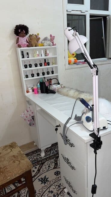 дачный набор стол и стулья: Manikür stol dəsti – tam komplekt - Ağ rəngdə funksional manikür — 3