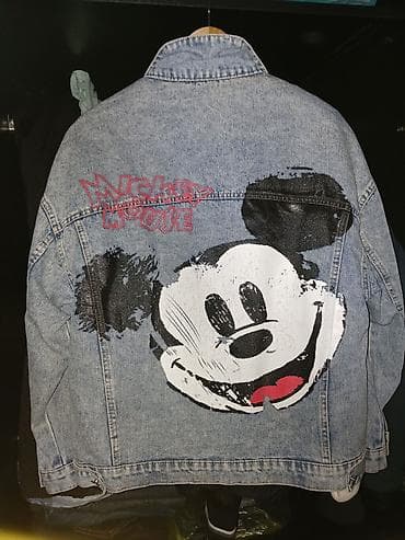 brend kurtka: Mickey Mouse temalı cins gödəkçə - Material: klassik açıq mavi denim — 2