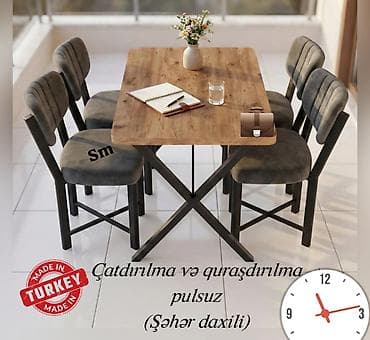 Mətbəx/Qonaq otağı üçün masa–stul dəsti - 1 ədəd düzbucaqlı masa — 1