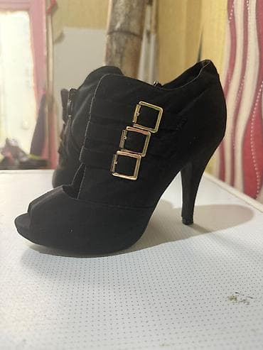 cekme: Qadın yüksək daban ayaqqabısı - Rəng: qara - Model: açıq burunlu — 1