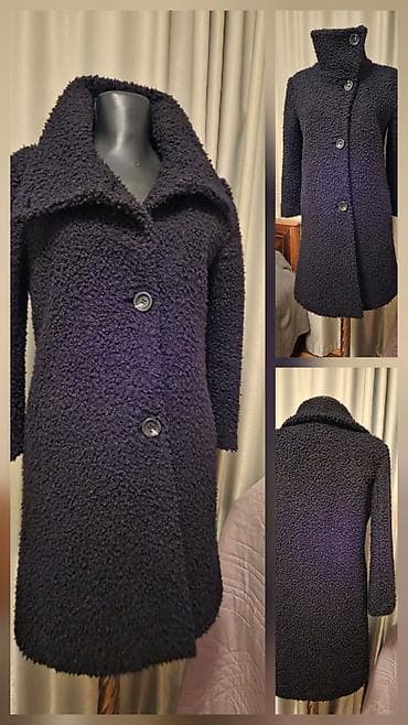 Qadın palto – qara rəng, teksturalı “bouclé” (qıvrım) parça. - Model lalafo.az -da Qadın palto – qara rəng, teksturalı “bouclé” (qıvrım) parça. - Model