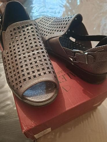 Basanoşka və səndəllər: Ölçü: 39, rəng - Gümüşü, İşlənmiş — 4