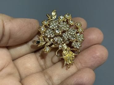 broskalar: Bəzək broş kolleksiyası - Model 1: Qızılı tonlarda, iri — 6