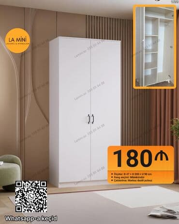 спални мебеллар: Açılan, 2 qapılı Düz dolab, Qarderob, paltar dolabı — 1