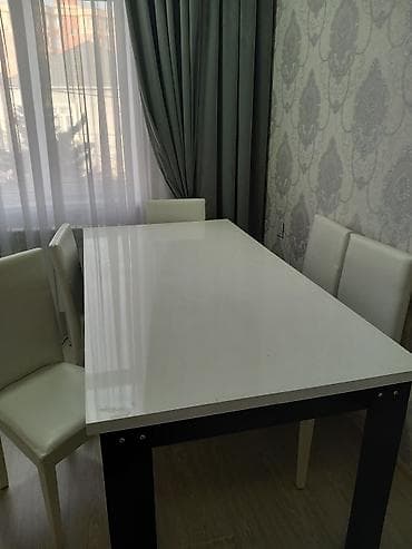 embawood stol stul: Qonaq otağı üçün, İşlənmiş, Açılmayan, Dördbucaq masa, 6 stul — 7