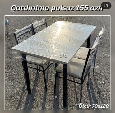stul ev ucun: Mətbəx üçün, Açılmayan, Dördbucaq masa, 4 stul — 5