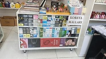 xonca satisi: Vitrinlər-5 əd., polkalar 7 sıra şkaflar, pufikler, divar — 4