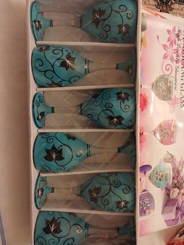 Rümkalar: Qədəhlər, rəng - Mavi, Şüşə, 6 ədədli dəst, Almaniya — 2