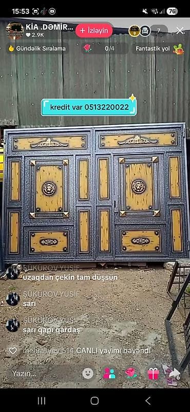 qapi dekoru: Məhsul: Dəmir darvaza (böyük həyət/qapı sistemi) - Material: Tam — 2