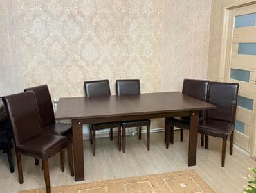 Taburetlər: Qonaq otağı üçün, Açılmayan, Dördbucaq masa, 6 stul — 7