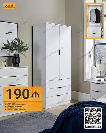 isvaner: 2 qapılı, Siyirməli, Ağ, Digər material, Açılan, Düz dolab — 1