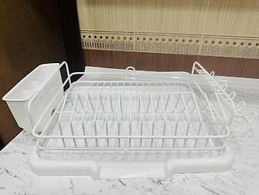 paltar qurutma asilqani: Süzgəcli qab-qacaq qurudan rəf - Rəng: ağ - Material: metal karkas — 9