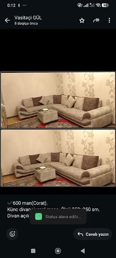 divan divan: ✔️600 man(Corat). Künc divan+jurnal masa. Ölçü 350×250 sm. Divan — 1