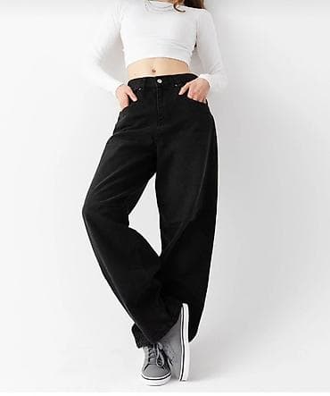 qaqa stili şalvar: Qara rəngli geniş kəsim (baggy) cins şalvar - Rəng: tünd qara/solğun — 1