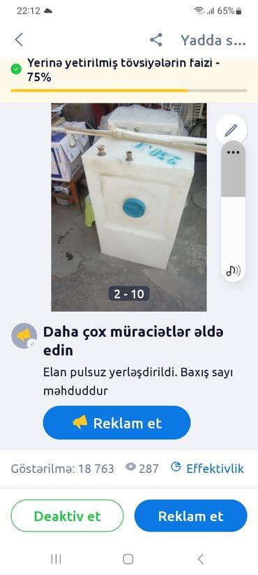çən qiymətləri: Bak, Plastik, 250 l l, Yeni, Ünvandan götürmə — 15