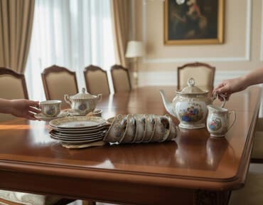 Çay dəsti, rəng - Qəhvəyi, Farfor, 6 nəfərlik