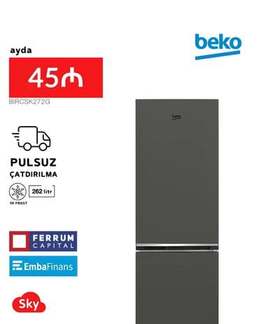 Yeni 2 qapılı Beko Soyuducu Satılır, rəng - Boz, Kredit var