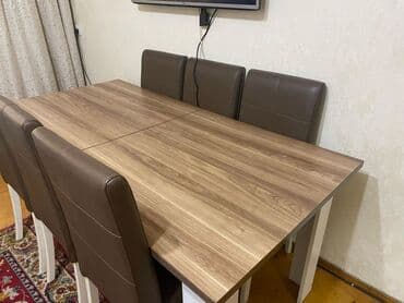 Mətbəx üçün, İşlənmiş, Açılmayan, Dördbucaq masa, 6 stul