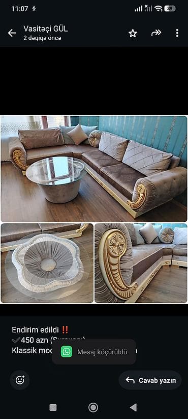 gul: Endirim edildi ‼️ ✔️450 azn (Suraxanı). Klassik model Künc divan+ — 1