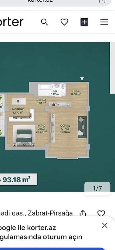 4 otaqlı ev certyojları: 93.18 m² planlı 2 otaqlı mənzil layihəsi Planlaşdırma: - Qonaq otağı — 1