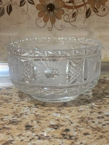 meyvə qablari: Xrustal materialdan hazırlanmış, çiçək naxışlı oyma bəzəkləri olan — 3