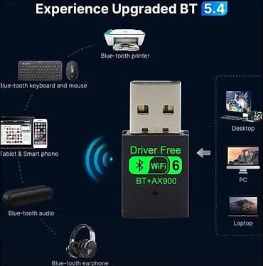notebook hp: USB Wi‑Fi + Bluetooth Adapter – AX900 + BT5.4 Xüsusiyyətlər: - Wi‑Fi — 2