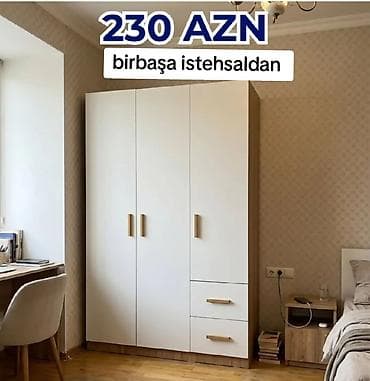 Yeni, 3 qapılı, Siyirməli, Ağ, Açılan, Düz dolab