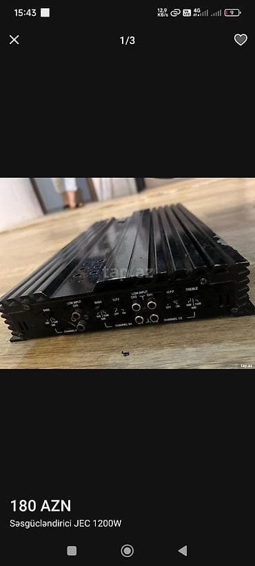 kolonkalar masin: Avtoakustika sistemi - JEC 1200W səs gücləndirici . - Arxa rəfdə — 3