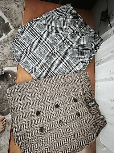 tulum paltar: Qadın ətəkləri – 2 ədəd dəst - Dizayn: xanalı (qarışıq rəngli boz — 4