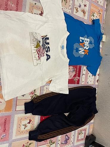 ayaggabı: Uşaq geyim dəsti - 2 ədəd qısaqol köynək + 1 ədəd idman şalvarı - Ağ — 1