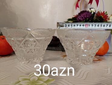 Bohemia kristal dəst - Bohemia kristal vaz: kəsimli naxışlı — 5